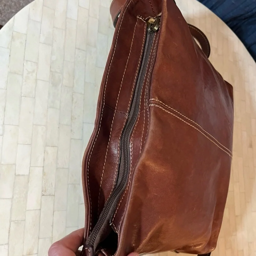 Brown Leather Briefcase with Polished Finish